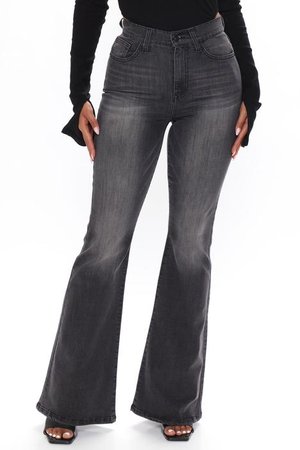 Curvy Babe Stretch Flare Jeans - Black, Jeans | Fashion Nova