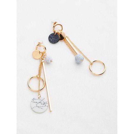 Earrings | Shop Women's Gold Multi Charm Drop Earrings at Fashiontage | 66fd2f72-0-color-gold