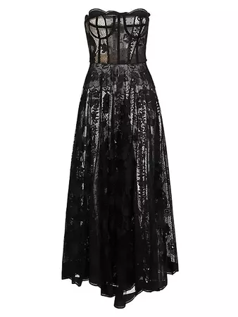Shop Oscar de la Renta Floral Lace Strapless Gown | Saks Fifth Avenue
