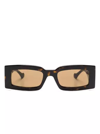 Gucci Eyewear logo-plaque rectangle-frame Sunglasses - Farfetch