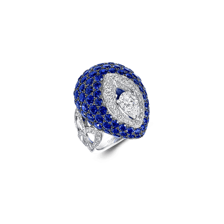 Bombé Pavilion Ring, Sapphire and diamond | Graff