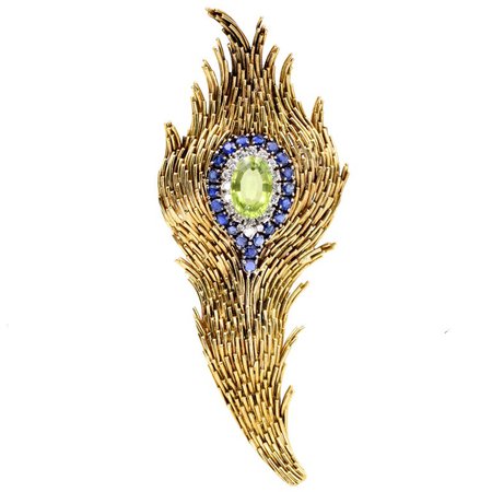 Tiffany and Co. Peridot Feather Brooch