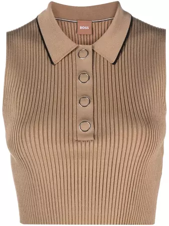 BOSS ribbed-knit Cropped Vest - Farfetch