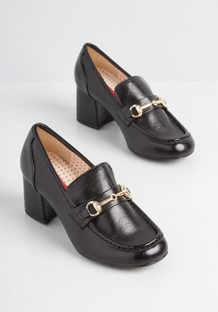 Beautiful and Beyond Heeled Loafer in Black | ModCloth
