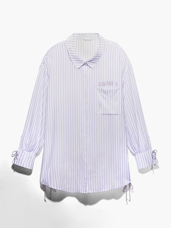Coastal Stripe Woven Voile Sleep Long-Sleeve Shirt in Multi & Purple | SAVAGE X FENTY