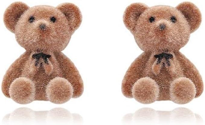 Amazon.com: The Woo's 926 Silver Needle Flocking Cute Little Bear Earrings Cute Girl Earrings For Women and Girl Christmas Gift Holiday Gift Brown : Clothing, Shoes & Jewelry