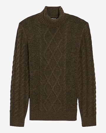 Wool-blend Cable Knit Turtleneck Sweater | Express