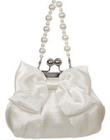 white bow pearl bag