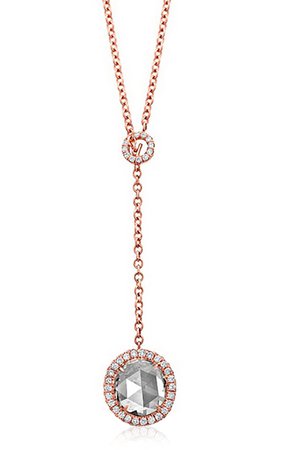 18k Rose Gold Lariat Necklace With Rose-Cut Diamond By Martin Katz