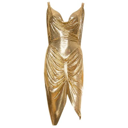 Morphew Collection Gold Metal Mesh Dress For Sale at 1stdibs