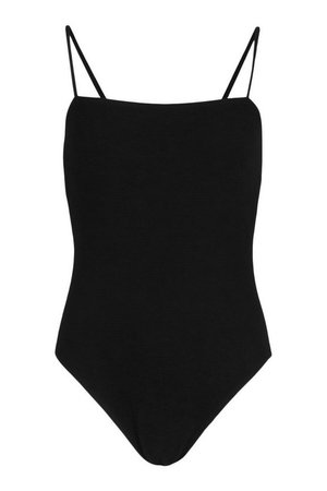 Petite Crinkle Square Neck Swimsuit | boohoo
