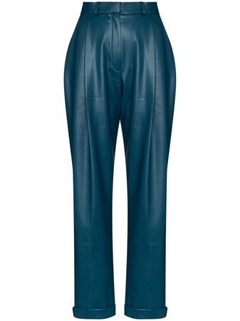 ANOUKI Pleated Vegan Leather Trousers - Farfetch
