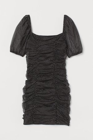 Draped Glittery Dress - Black