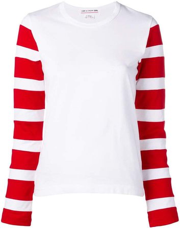 striped sleeve T-shirt