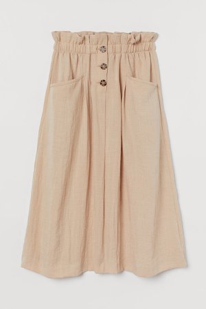 Calf-length Skirt - Beige