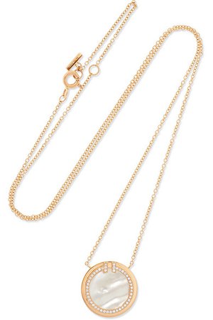 Tiffany & Co. | T Two 18-karat rose gold, mother-of-pearl and diamond necklace | NET-A-PORTER.COM