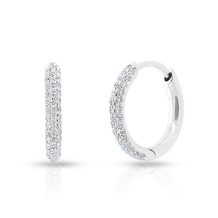 14KT White Gold Diamond Mya Huggie Earrings