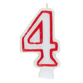 Number 4 Birthday Candle, 2.75 in, Red and White, 1ct - Walmart.com - Walmart.com