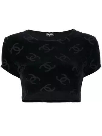 CHANEL Pre-Owned 1990-2000s Logo Pattern Cropped Top - Farfetch