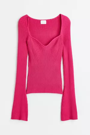 Rib-knit Sweater - Cerise - Ladies | H&M US