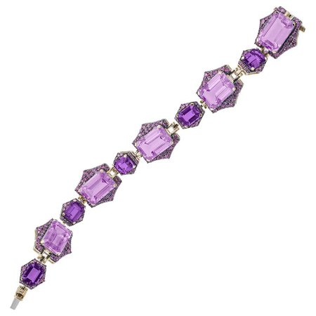 Goshwara Amethyst, Amethyst Lavender and Pink Sapphire Bracelet