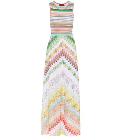 Striped knit maxi dress