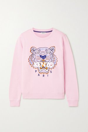 Pastel pink Embroidered cotton-jersey sweatshirt | KENZO | NET-A-PORTER