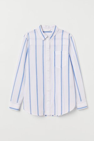 Cotton Shirt - White/blue striped - Ladies | H&M US