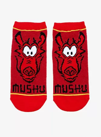 Disney Mulan Mushu Red No-Show Socks