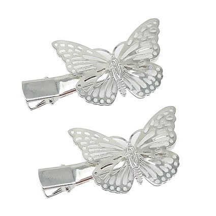 Amazon.com : Yueton 1 Pair Silver Butterfly Hair Clip Hair Accessories, Bride Headwear Hair Clips : Beauty & Personal Care