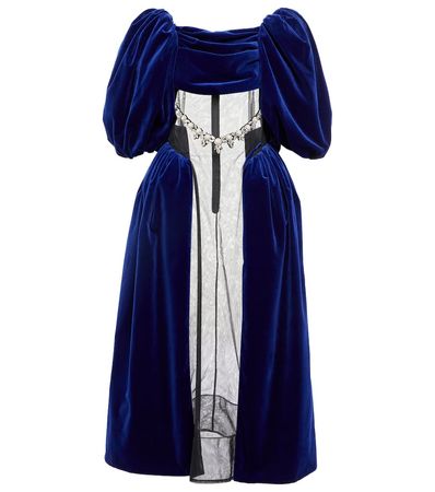 SIMONE ROCHA Embellished tulle-paneled velvet gown