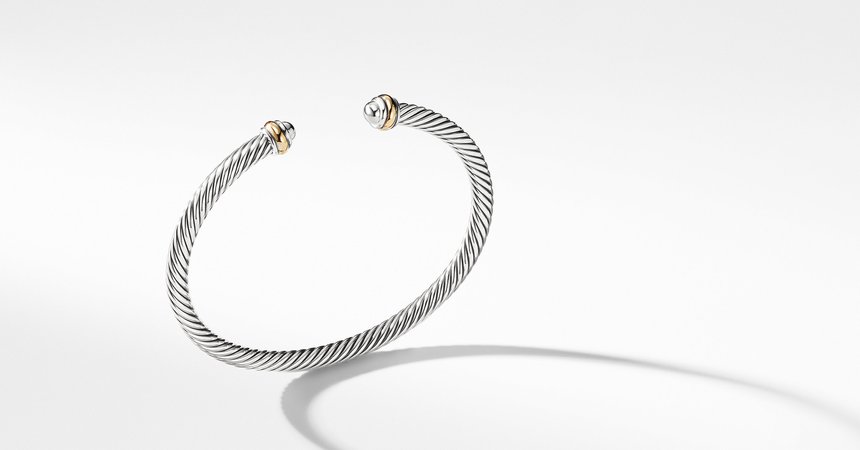 Cable Classic Collection Bracelet with 18K Yellow Gold, 4mm