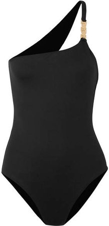 Seychelles Embellished One-shoulder Swimsuit - Black