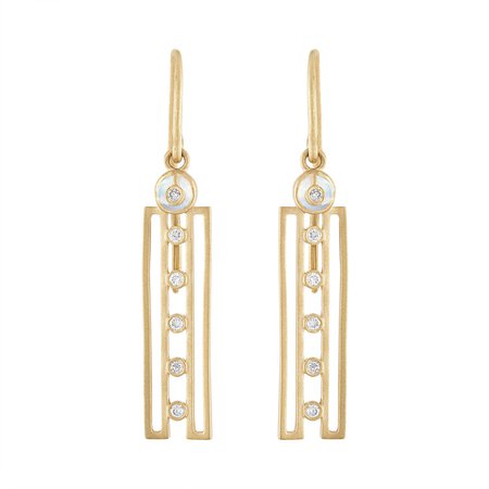 Harmony Symmetrical Geometric Shape Earrings with Moonstones & Diamond – Loriann Jewelry