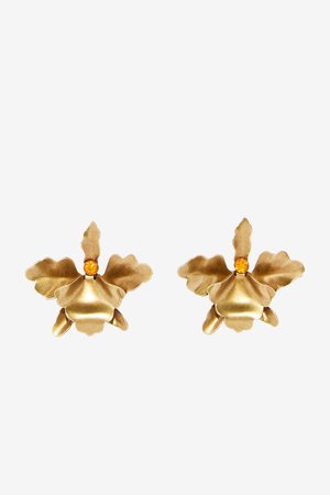 Honey Brass Orchid Earrings