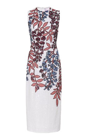 Sequined Silk Midi Dress by Carolina Herrera | Moda Operandi