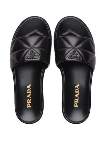 Shop Prada embossed logo quilted slides with Express Delivery - FARFETCH