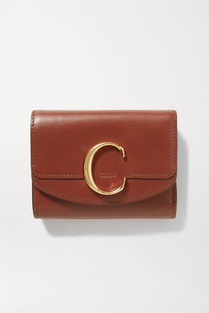 Brown Chloé C leather wallet | Chloé | NET-A-PORTER