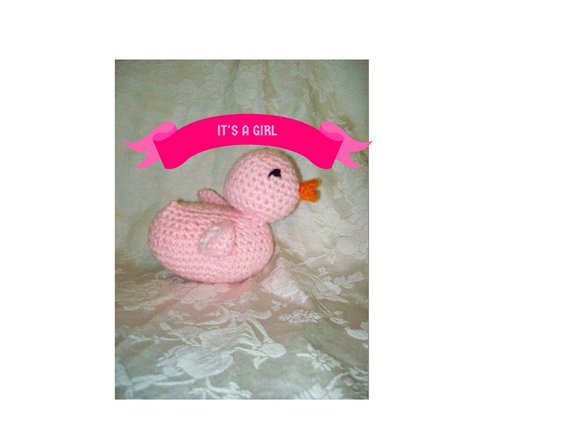 Crochet Rubber Ducky Pink Baby Duck Gender Reveal Baby