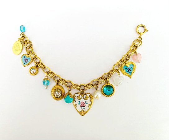 Kirks Folly Hearts Charm Gold Bracelet | Etsy