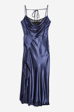 Navy Lace Back Satin Slip Dress | Topshop Navy Blue