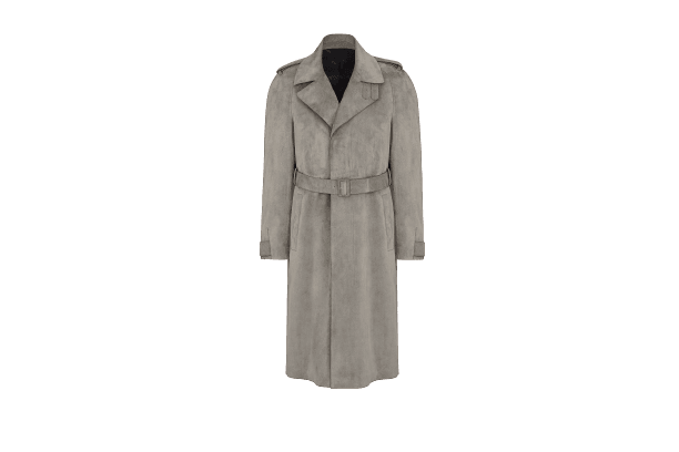 'CHRISTIAN DIOR ATELIER' TRENCH COAT Gray Velvet and Leather
