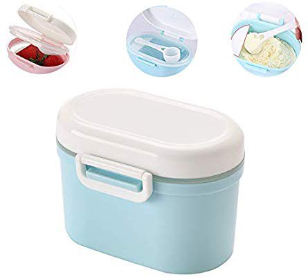 Amazon.com: Travel Milk Powder Storage Box with Spoon, YEEHO Portable Formula Dispenser with Scoop Airtight BPA Free Small Container Case Easy go Sealed Flour Case,Blue: Kitchen & Dining