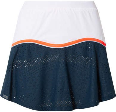 L'Etoile Sport - Stretch-jersey And Pointelle-knit Tennis Skirt - Cobalt blue