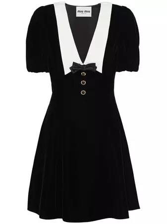 Miu Miu short-sleeved Velvet Mini Dress - Farfetch