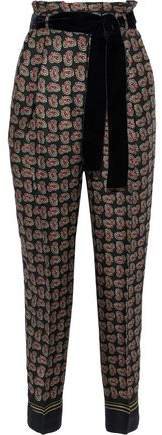 Belted Printed Crepe Tapered Pants