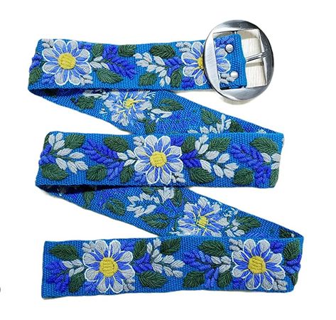 Amazon.com: embroidered belt, blue strap, blue flower, wool peru belt, handmade embroidery, artistic floral ethnic belt, woman gift, XS, S, M, L, XL : Handmade Products