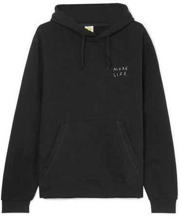 YEAH RIGHT NYC - More Life Oversized Embroidered Cotton-blend Hoodie - Black