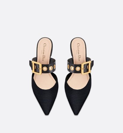 Black D-Dior Slingback Technical Fabric and Calfskin Mule - Shoes - Women's Fashion | DIOR