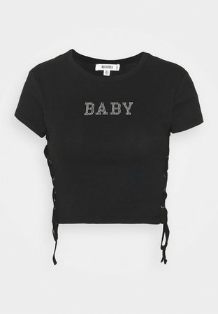 Missguided BABY HOT FIX SIDE UP TEE - T-shirts print - black/sort - Zalando.dk